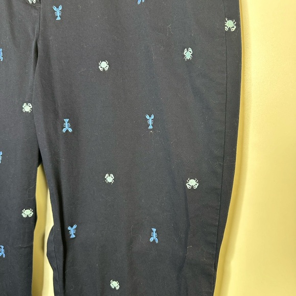 Talbots The Perfect Crop Curvy Pants Blue Embroidered Lobster Crabs Nautical 10 - Picture 5 of 5